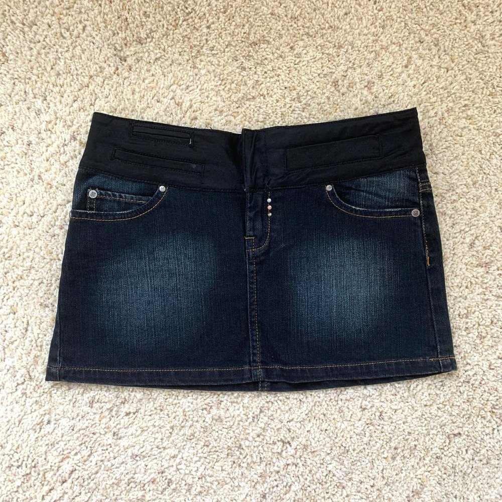 Mng  Women's Dark Blue Denim Jean Mini Skirt Sz 2